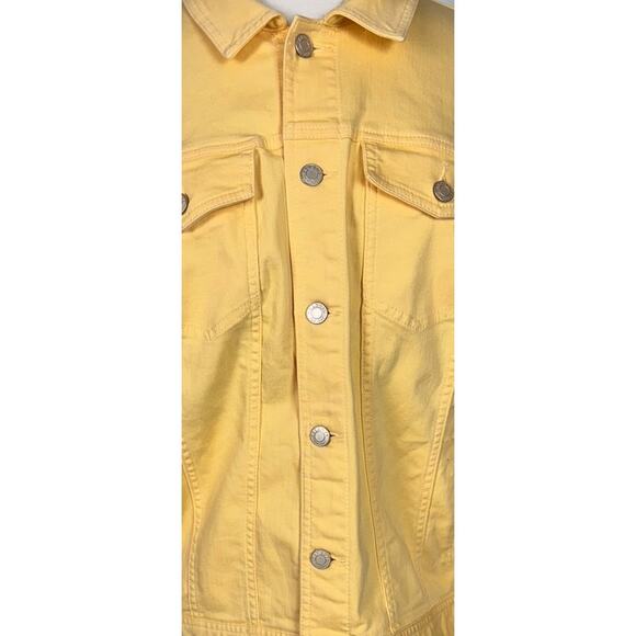 Talbots Plus Size 1X Yellow Button Front Denim Jean Jacket with Stretch - Picture 2 of 8